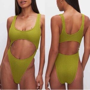 NWT Good American Always Fits Monokini in Chartreuse 5/6 2X 3X